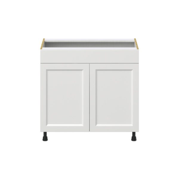 Magnolia Painted Bright White Recessed Assembled Cooktop Base Cabinet with 2 Doors and False Front (36 in. W x 34.5 in. H x 24 in. D)