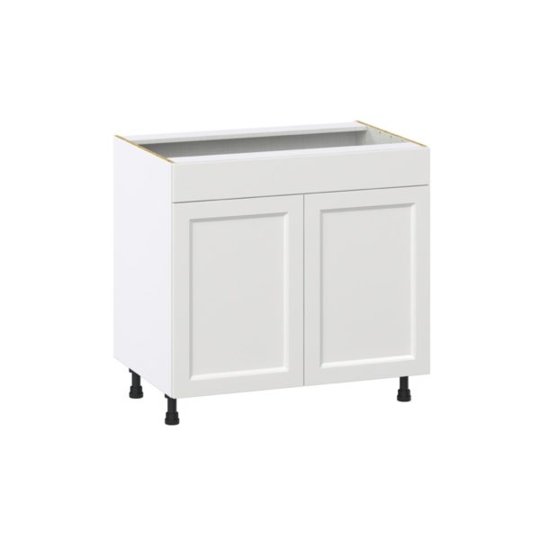 Magnolia Painted Bright White Recessed Assembled Cooktop Base Cabinet with 2 Doors and False Front (36 in. W x 34.5 in. H x 24 in. D)