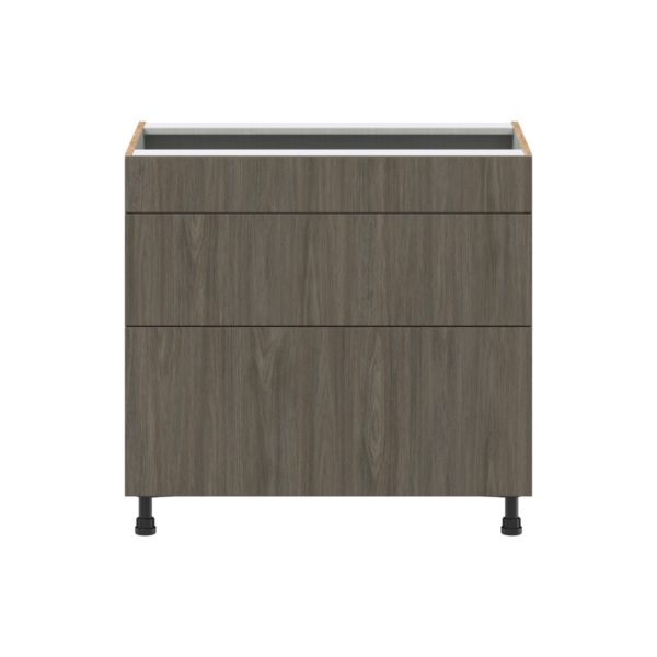 Cordyline Textured Slab Walnut Assembled Cooktop Base Cabinet with Drawers and False Front (36 in. W x 34.5 in. H x 24 in. D)