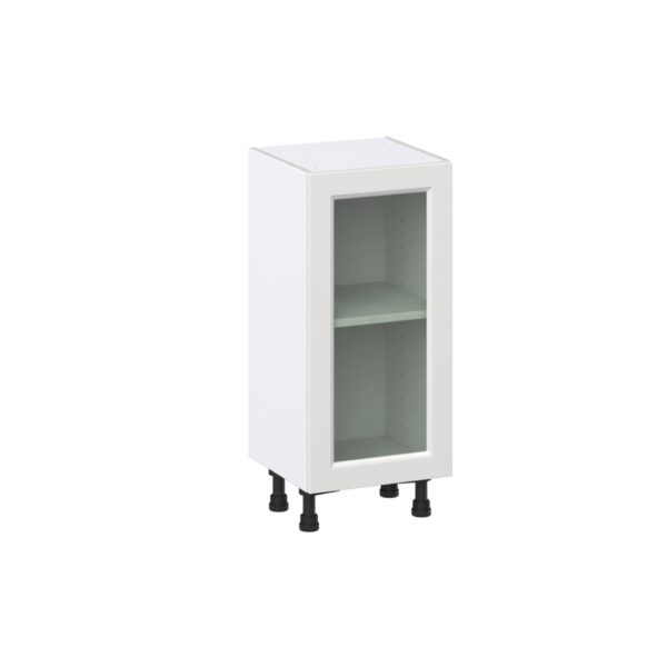 Magnolia Painted Bright White Recessed Assembled Shallow Base Cabinet with a Full High Glass Door (15 in. W x 34.5 in. H x 14 in. D)