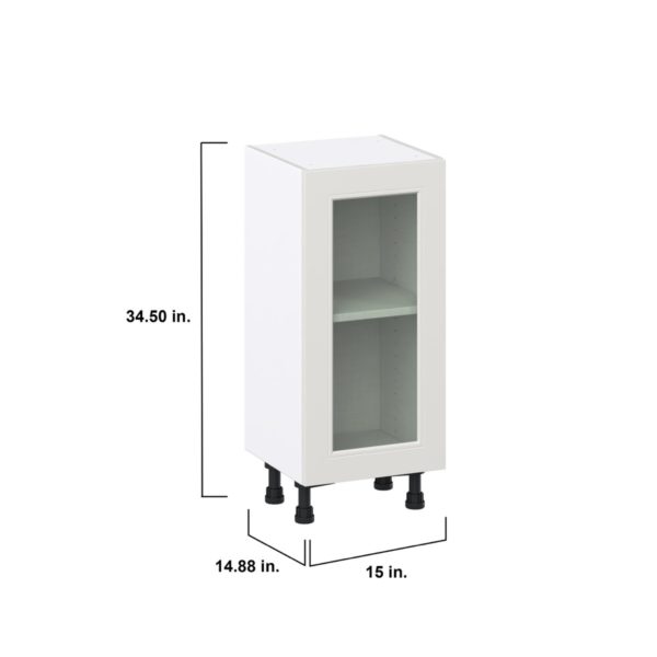 Wisteria Painted Light Gray Recessed Assembled Shallow Base Cabinet with a Full High Glass Door (15 in. W x 34.5 in. H x 14 in. D)