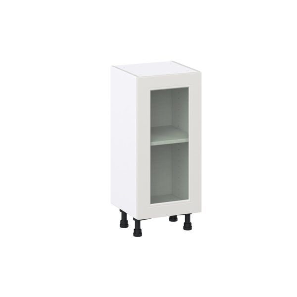 Wisteria Painted Light Gray Recessed Assembled Shallow Base Cabinet with a Full High Glass Door (15 in. W x 34.5 in. H x 14 in. D)