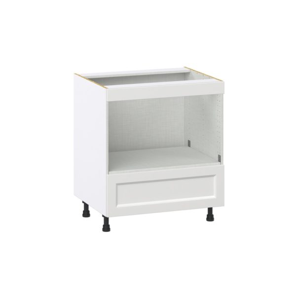 Magnolia Painted Bright White Recessed Assembled BuiltIn Microwave Base Cabinet (30 in. W x 34.5 in. H x 24 in. D)