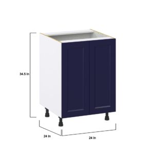 Camellia Painted Midnight Blue Recessed Assembled Sink Base Cabinet with 2 Full High Doors (24 in. W X 34.5 in. H X 24 in. D)