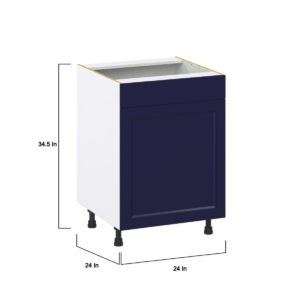 Camellia Painted Midnight Blue   Shaker Assembled Sink Base Cabinet with 1 Door and 1 False Front (24 in. W x 34.5 in. H x 24 in. D)