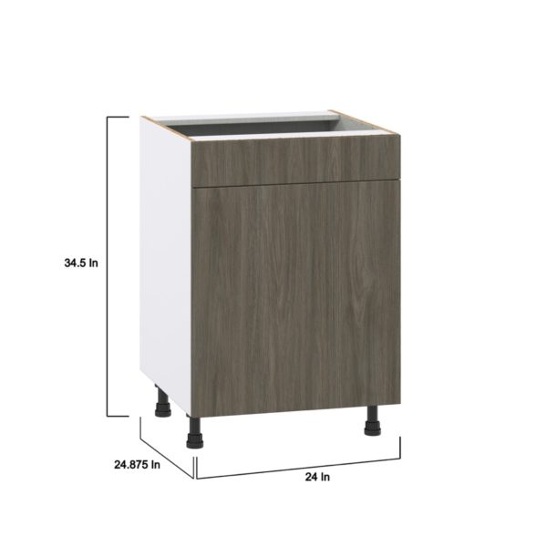 Cordyline Texmel Slab Walnut   Shaker Assembled Sink Base Cabinet with 1 Door and 1 False Front (24 in. W x 34.5 in. H x 24 in. D)