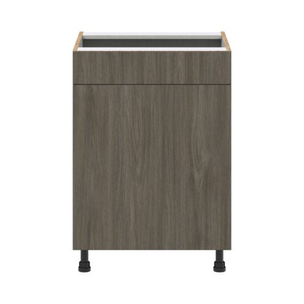 Cordyline Texmel Slab Walnut   Shaker Assembled Sink Base Cabinet with 1 Door and 1 False Front (24 in. W x 34.5 in. H x 24 in. D)