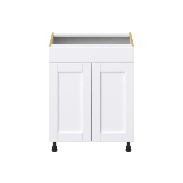 Dahlia Bright White  Shaker Assembled Sink Base Cabinet with 2 Doors and 1 False Front (27 in. W X 34.5 in. H X 24 in. D)