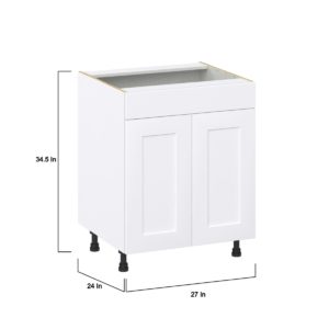 Jasmine Painted Warm White  Shaker Assembled Sink Base Cabinet with 2 Doors and 1 False Front (27 in. W X 34.5 in. H X 24 in. D)