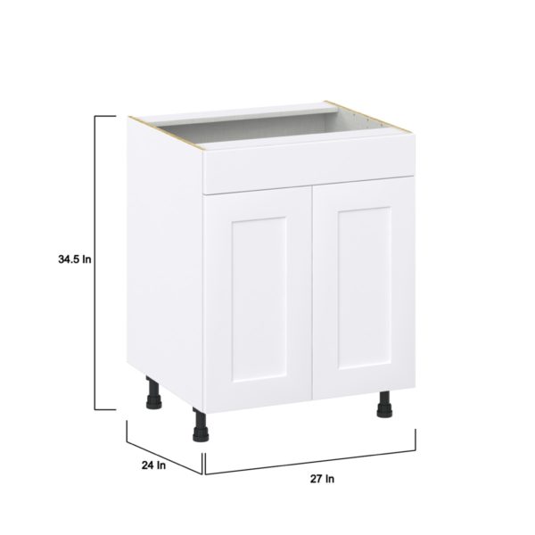 Jasmine Painted Warm White  Shaker Assembled Sink Base Cabinet with 2 Doors and 1 False Front (27 in. W X 34.5 in. H X 24 in. D)