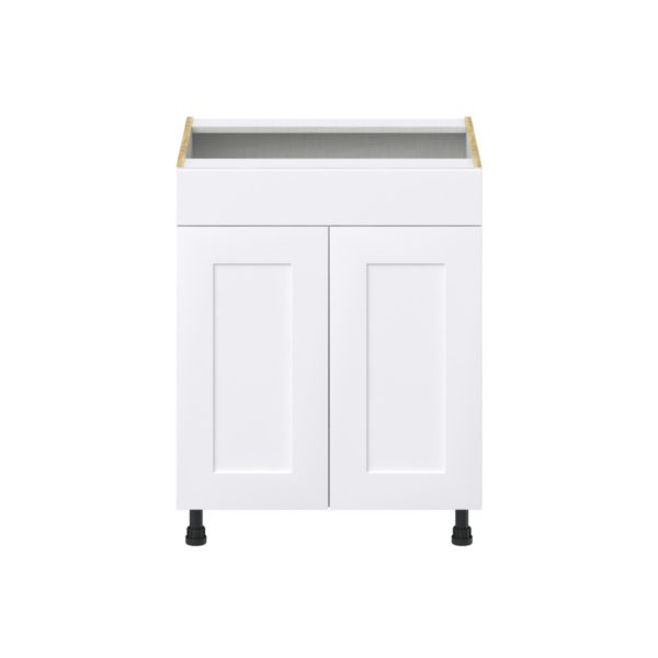 Jasmine Painted Warm White  Shaker Assembled Sink Base Cabinet with 2 Doors and 1 False Front (27 in. W X 34.5 in. H X 24 in. D)