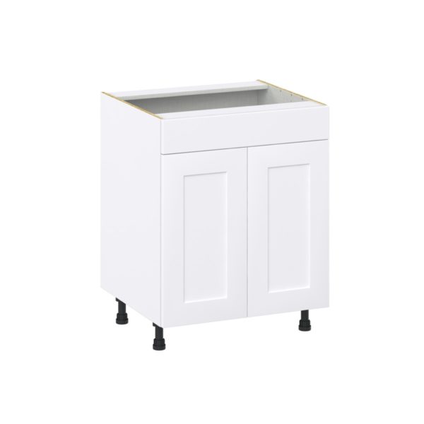 Jasmine Painted Warm White  Shaker Assembled Sink Base Cabinet with 2 Doors and 1 False Front (27 in. W X 34.5 in. H X 24 in. D)