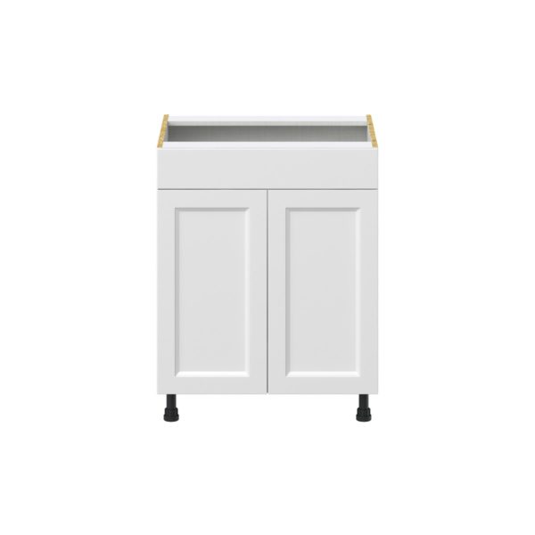 Magnolia Painted Bright White Recessed Assembled Sink Base Cabinet with 2 Doors and 1 False Front (27 in. W X 34.5 in. H X 24 in. D)