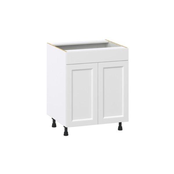 Magnolia Painted Bright White Recessed Assembled Sink Base Cabinet with 2 Doors and 1 False Front (27 in. W X 34.5 in. H X 24 in. D)