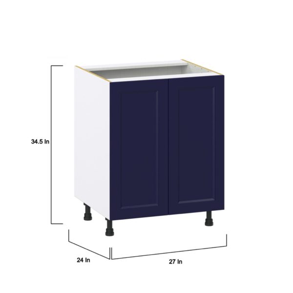 Camellia Painted Midnight Blue Recessed Assembled Sink Base Cabinet with 2 Full High Doors (27 in. W X 34.5 in. H X 24 in. D)