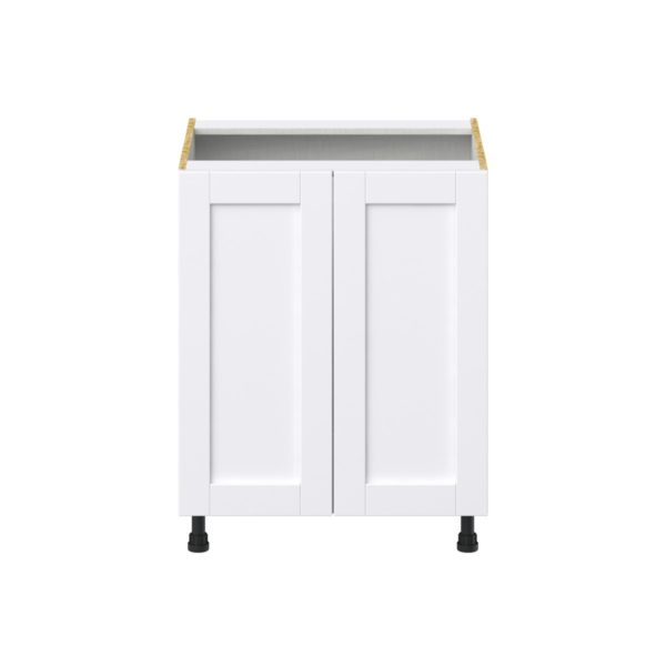 Dahlia Bright White  Shaker Assembled Sink Base Cabinet with 2 Full High Doors (27 in. W X 34.5 in. H X 24 in. D)