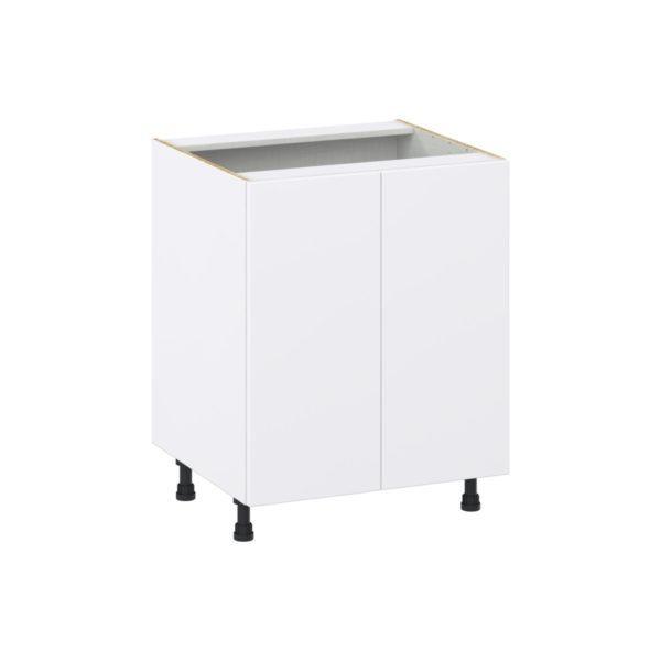 Lily Bright White  Slab Assembled Sink Base Cabinet with 2 Full High Doors (27 in. W X 34.5 in. H X 24 in. D)