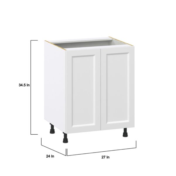 Magnolia Painted Bright White Recessed Assembled Sink Base Cabinet with 2 Full High Doors (27 in. W X 34.5 in. H X 24 in. D)