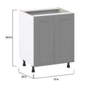 Willow Painted Slate Gray  Shaker Assembled Sink Base Cabinet with 2 Full High Doors (27 in. W X 34.5 in. H X 24 in. D)