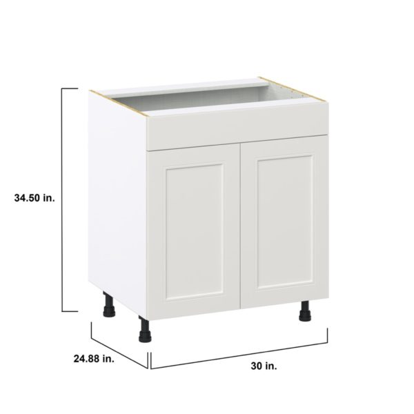 Wisteria Painted Light Gray Recessed Assembled Sink Base Cabinet with 2 Doors and 1 False Front (30 in. W x 34.5 in. H x 24 in. D)