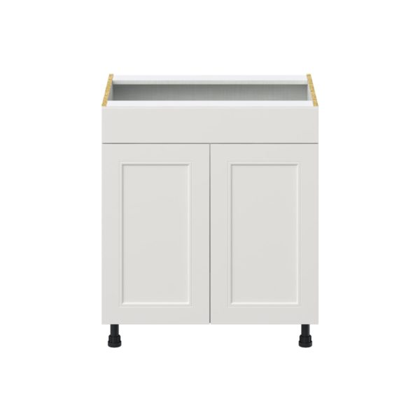 Wisteria Painted Light Gray Recessed Assembled Sink Base Cabinet with 2 Doors and 1 False Front (30 in. W x 34.5 in. H x 24 in. D)