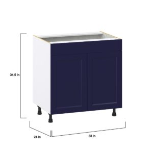 Camellia Painted Midnight Blue Recessed Assembled Sink Base Cabinet with False Front (33 in. W X 34.5 in. H X 24 in. D)