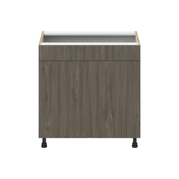 Cordyline Textured Slab Walnut Assembled Sink Base Cabinet with False Front (33 in. W X 34.5 in. H X 24 in. D)