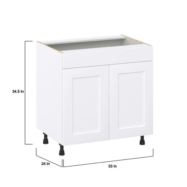 Jasmine Painted Warm White  Shaker Assembled Sink Base Cabinet with False Front (33 in. W X 34.5 in. H X 24 in. D)