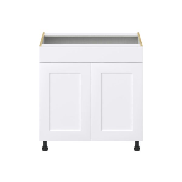 Jasmine Painted Warm White  Shaker Assembled Sink Base Cabinet with False Front (33 in. W X 34.5 in. H X 24 in. D)