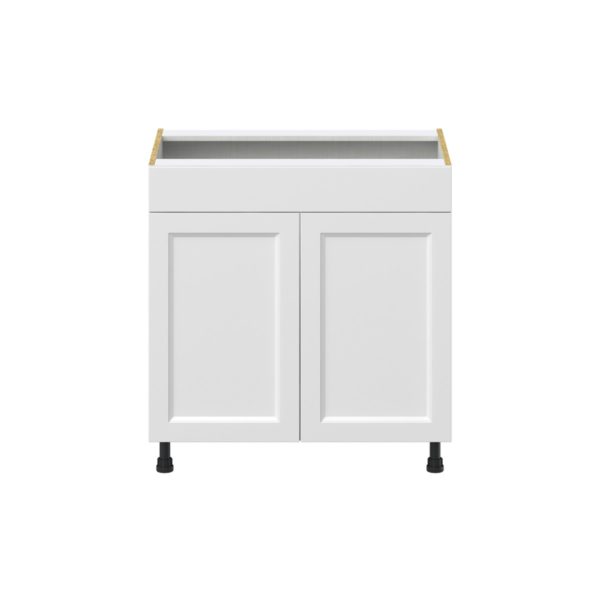 Magnolia Painted Bright White Recessed Assembled Sink Base Cabinet with False Front (33 in. W X 34.5 in. H X 24 in. D)