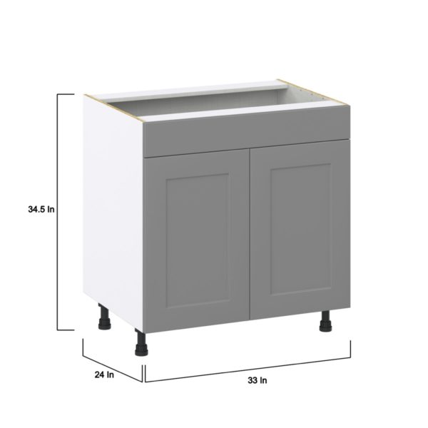 Willow Painted Slate Gray  Shaker Assembled Sink Base Cabinet with False Front (33 in. W X 34.5 in. H X 24 in. D)