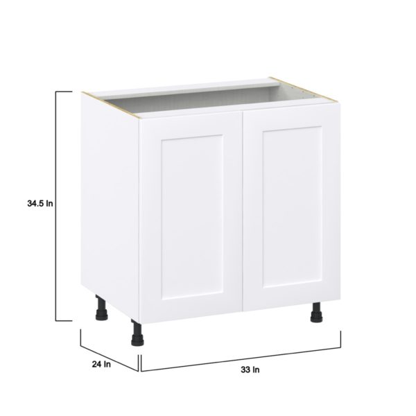 Jasmine Painted Warm White  Shaker Assembled Sink Base Cabinet with Full High Door (33 in. W X 34.5 in. H X 24 in. D)