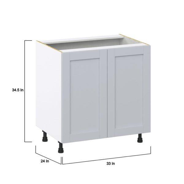 Sea Holly Light Gray  Shaker Assembled Sink Base Cabinet with Full High Door (33 in. W X 34.5 in. H X 24 in. D)