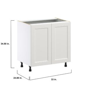 Wisteria Painted Light Gray Recessed Assembled Sink Base Cabinet with Full High Door (33 in. W X 34.5 in. H X 24 in. D)