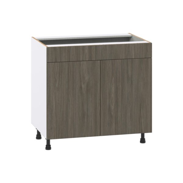 Cordyline Textured Slab Walnut Assembled Sink Base Cabinet with 2 Doors and 1 False Front (36 in. W x 34.5 in. H x 24 in. D)