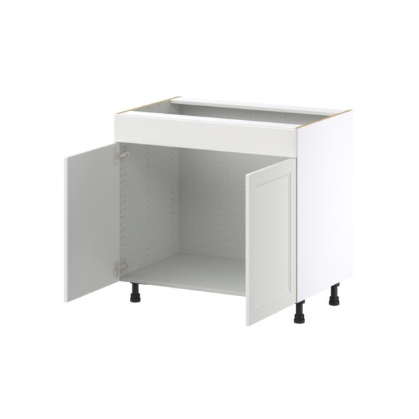 Magnolia Painted Bright White Recessed Assembled Sink Base Cabinet with 2 Doors and 1 False Front (36 in. W x 34.5 in. H x 24 in. D)