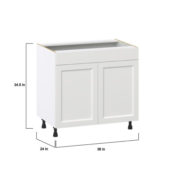 Magnolia Painted Bright White Recessed Assembled Sink Base Cabinet with 2 Doors and 1 False Front (36 in. W x 34.5 in. H x 24 in. D)