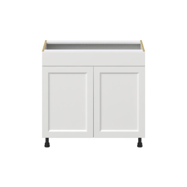 Magnolia Painted Bright White Recessed Assembled Sink Base Cabinet with 2 Doors and 1 False Front (36 in. W x 34.5 in. H x 24 in. D)