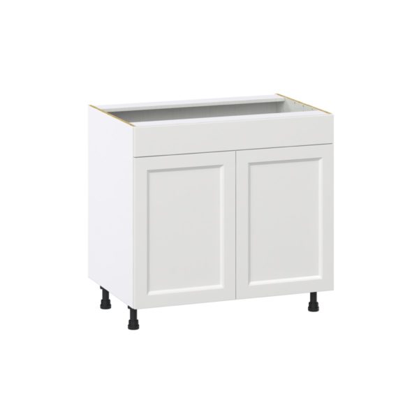 Magnolia Painted Bright White Recessed Assembled Sink Base Cabinet with 2 Doors and 1 False Front (36 in. W x 34.5 in. H x 24 in. D)