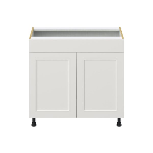 Wisteria Painted Light Gray Recessed Assembled Sink Base Cabinet with 2 Doors and 1 False Front (36 in. W x 34.5 in. H x 24 in. D)