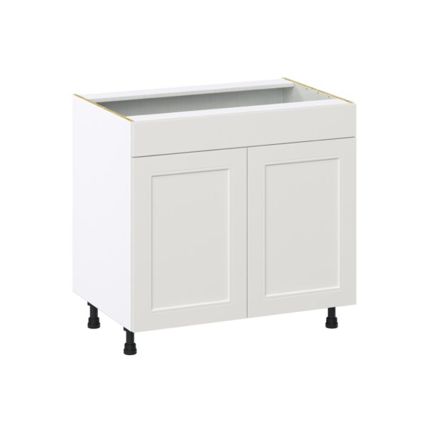 Wisteria Painted Light Gray Recessed Assembled Sink Base Cabinet with 2 Doors and 1 False Front (36 in. W x 34.5 in. H x 24 in. D)