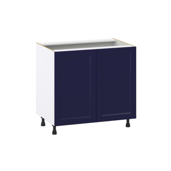 Camellia Painted Midnight Blue Recessed Assembled Sink Base Cabinet with 2 Full High Doors (36 in. W x 34.5 in. H x 24 in. D)