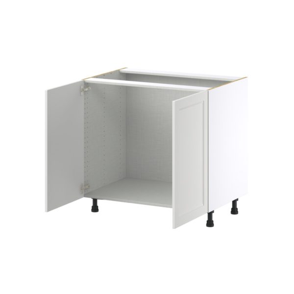 Magnolia Painted Bright White Recessed Assembled Sink Base Cabinet with 2 Full High Doors (36 in. W x 34.5 in. H x 24 in. D)