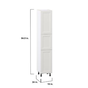 Wisteria Painted Light Gray Recessed Assembled Pantry Cabinet with 2 Doors and 4 Inner Drawers (15 in. W X 84.5 in. H X 24 in. D)