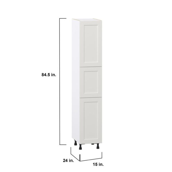 Wisteria Painted Light Gray Recessed Assembled Pantry Cabinet with 2 Doors and 4 Inner Drawers (15 in. W X 84.5 in. H X 24 in. D)