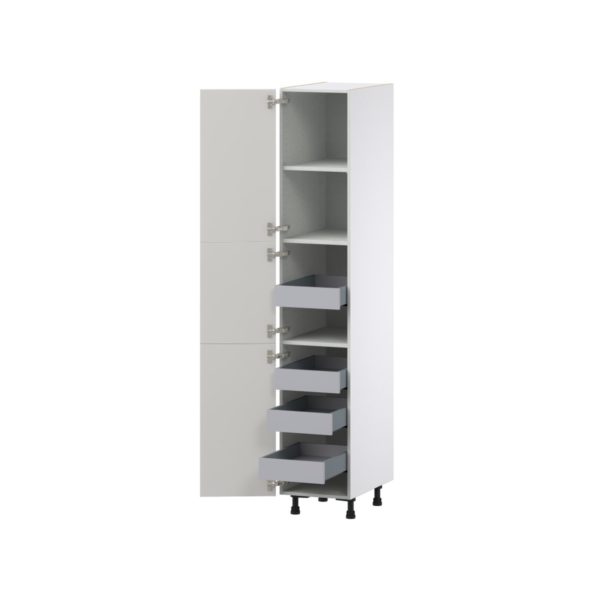 Wisteria Painted Light Gray Recessed Assembled Pantry Cabinet with 2 Doors and 4 Inner Drawers (15 in. W X 84.5 in. H X 24 in. D)