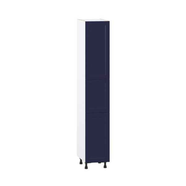 Camellia Painted Midnight Blue Recessed Assembled Pantry Cabinet with 2 Doors and 3 Inner Drawers (15 in. W X 89.5 in. H X 24 in. D)