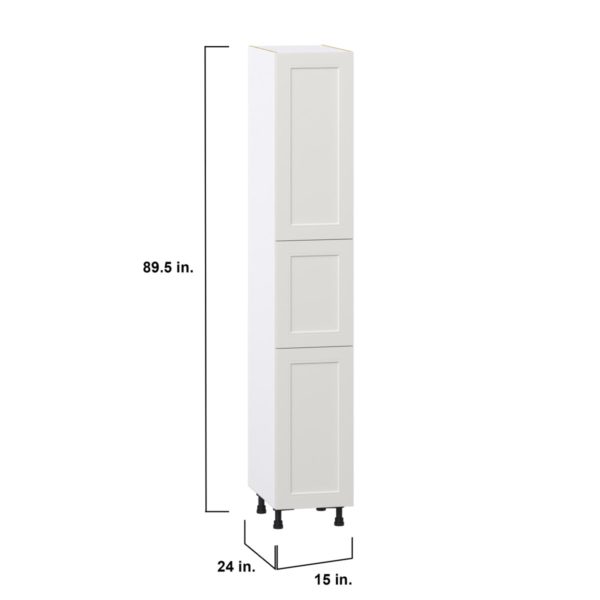 Wisteria Painted Light Gray Recessed Assembled Pantry Cabinet with 2 Doors and 3 Inner Drawers (15 in. W X 89.5 in. H X 24 in. D)