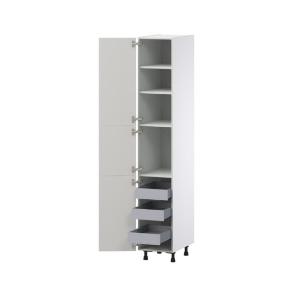 Wisteria Painted Light Gray Recessed Assembled Pantry Cabinet with 2 Doors and 3 Inner Drawers (15 in. W X 89.5 in. H X 24 in. D)