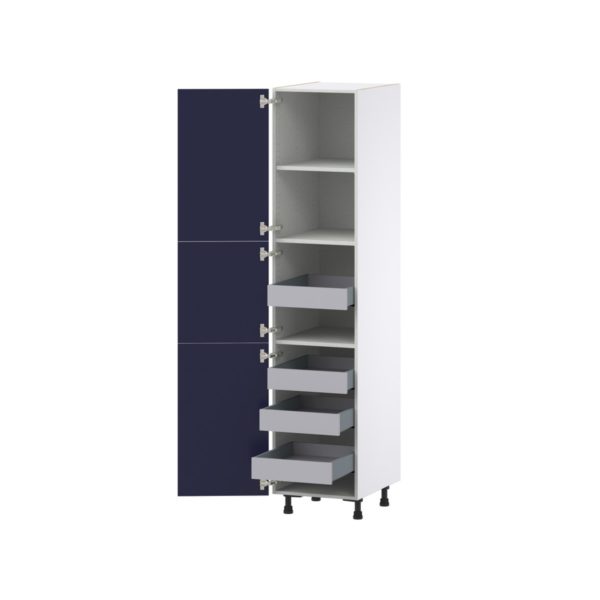 Camellia Painted Midnight Blue Recessed Assembled Pantry Cabinet with 2 Doors and 4 Inner Drawers (18 in. W X 84.5 in. H X 24 in. D)